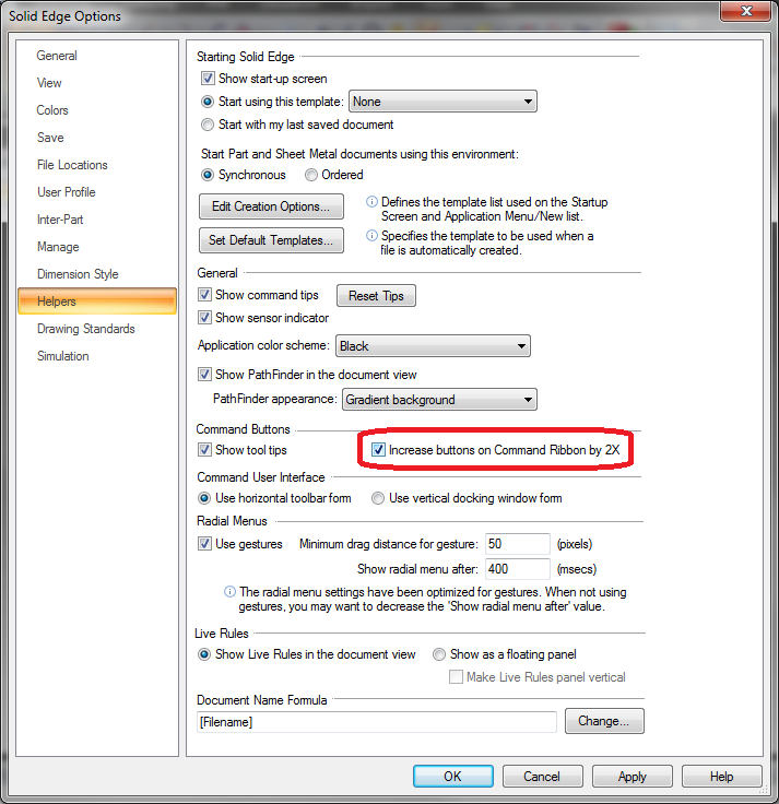 Dave's Rave Increasing Solid Edge Command Ribbon Button Size