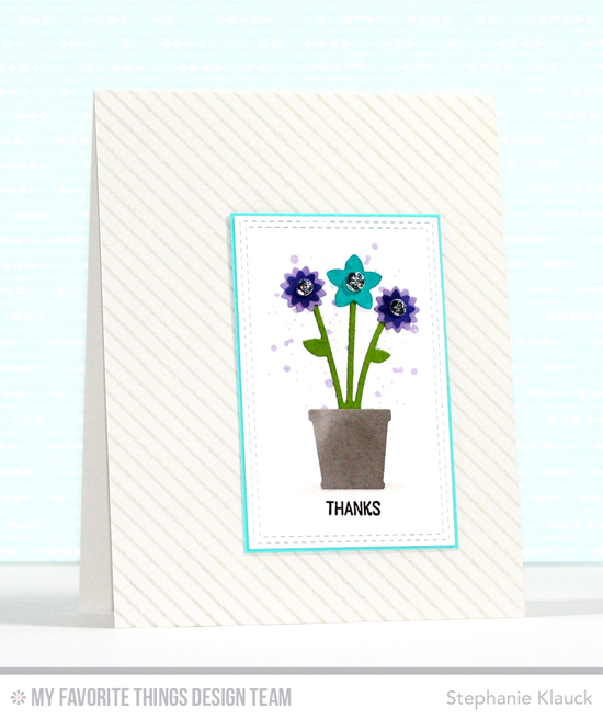Handmade card from Stephanie Klauck featuring Warm & Fuzzy Friends stamp set, Diagonal Stripes Background stamp, and Spring Garden Die-namics #mftstamps