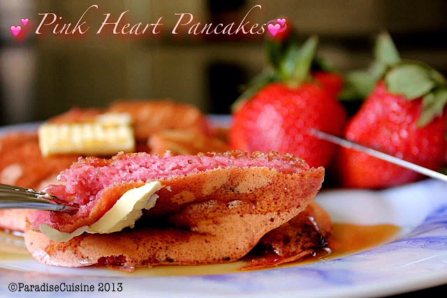 Pink Heart Pancakes Valentine’s Day Breakfast