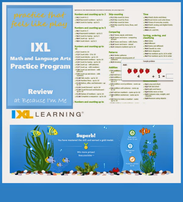 TOS Review: IXL Math and Language Arts - Because I'm Me