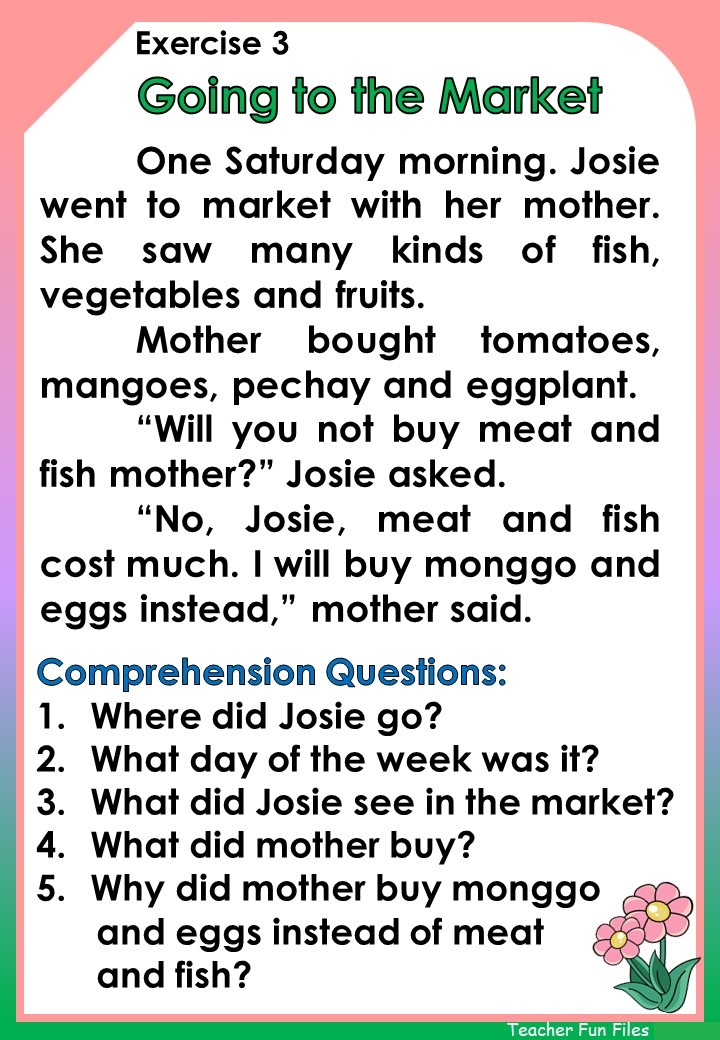 Teacher Fun Files: Reading Passages with Comprehension Questions