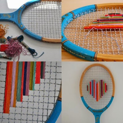 Bordar raquetas de tenis para crear marcos