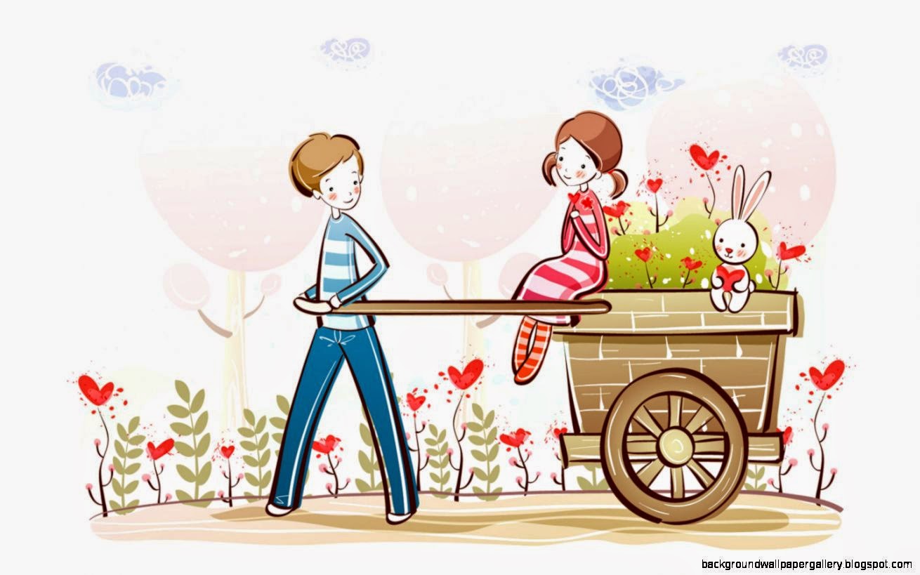 Love Couple Valentine Day Cartoon Wallpaper HD Skilal 354299