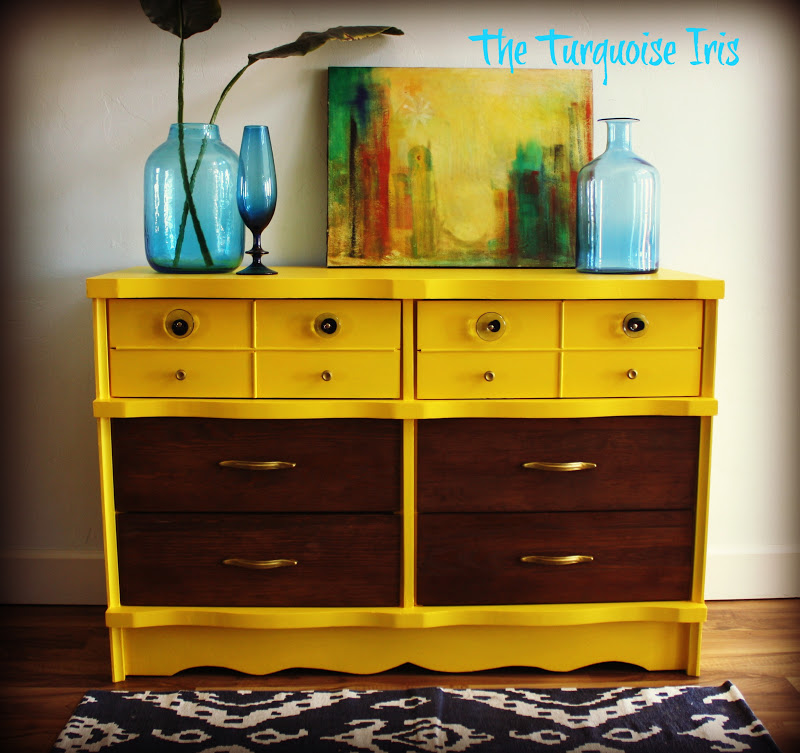 The Turquoise Iris Furniture & Art Mid Century Modern Yellow Dresser