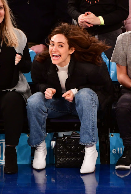 Emmy Rossum Clicked At LA Lakers VS New York Knicks Match in NYC