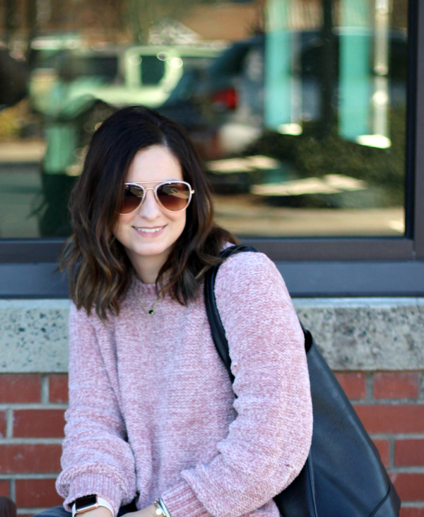 style on a budget, north carolina blog, pink chenille sweater, camo jeggings, mom style