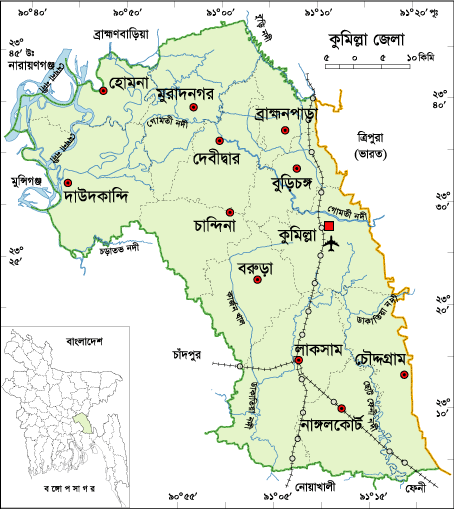 Dhaka To Comilla Road Map Bangladesh Map All: Comilla Map