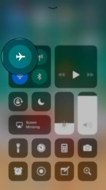نمط الطيران Airplane mode في مركز التحكم Control Center في iOS 11