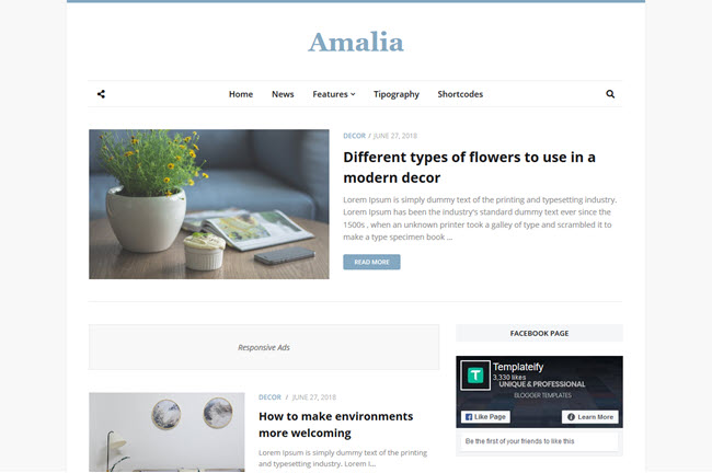 Amalia - Responsive Beauty Blogger Template