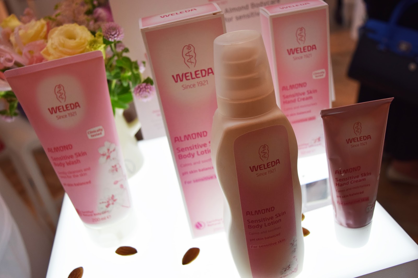 a stand showing Weleda Beauty products 