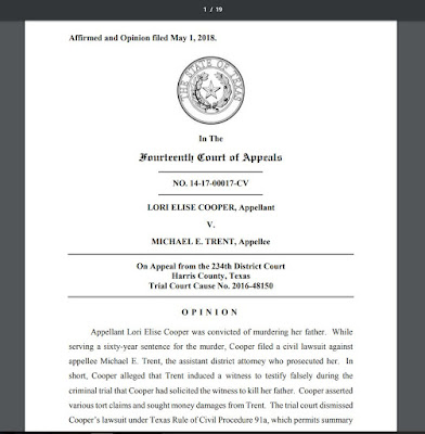 Cooper v. Trent, No 14-17-00017-CV(Tex.App. - Houston [14th Dist. May 1, 2018]) 