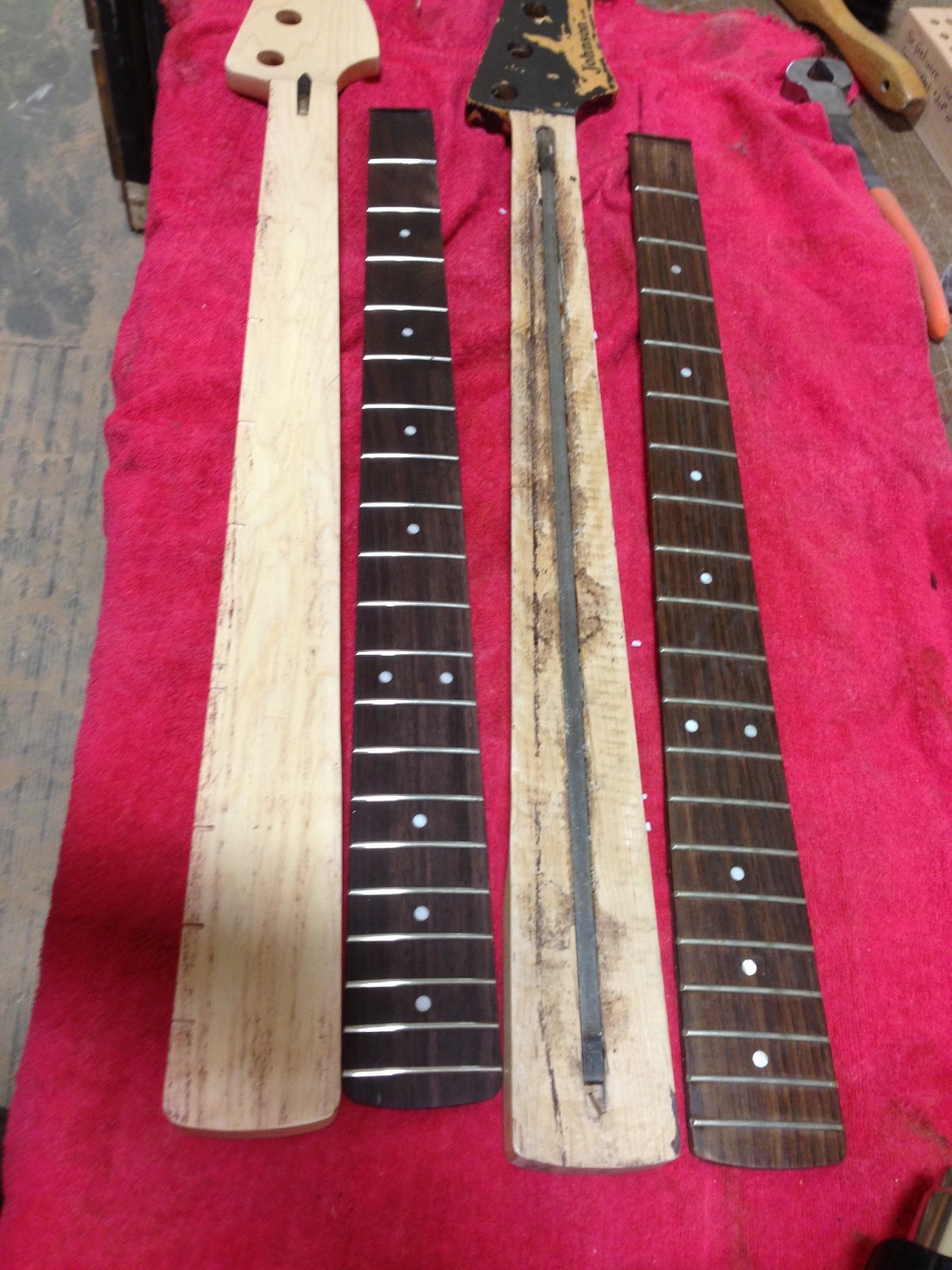 DIYguitarMan LED Guitar 2 Removing a fretboard with heat