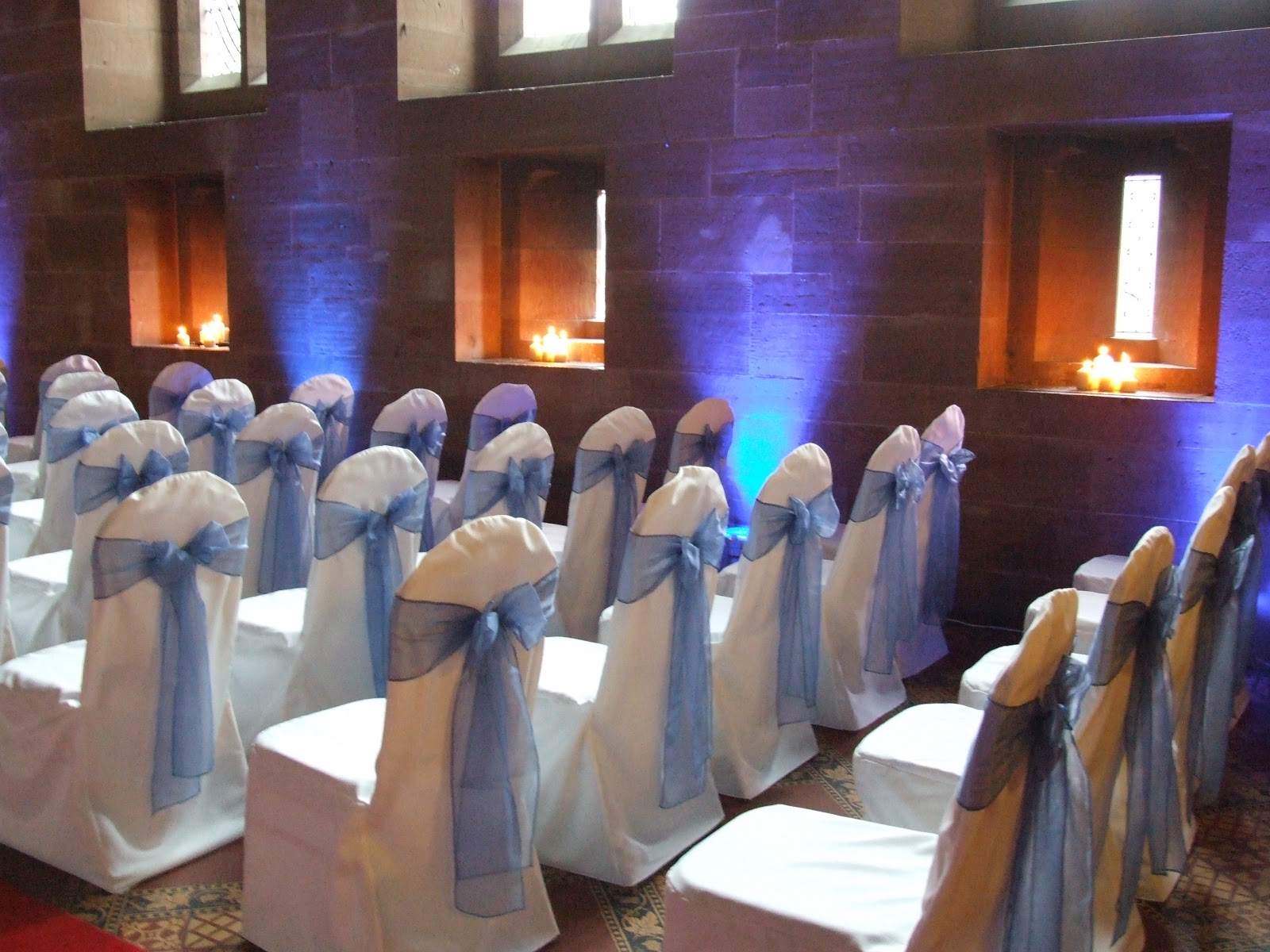Crystal Flowers Wedding Chair covers & organza bows to hire Package