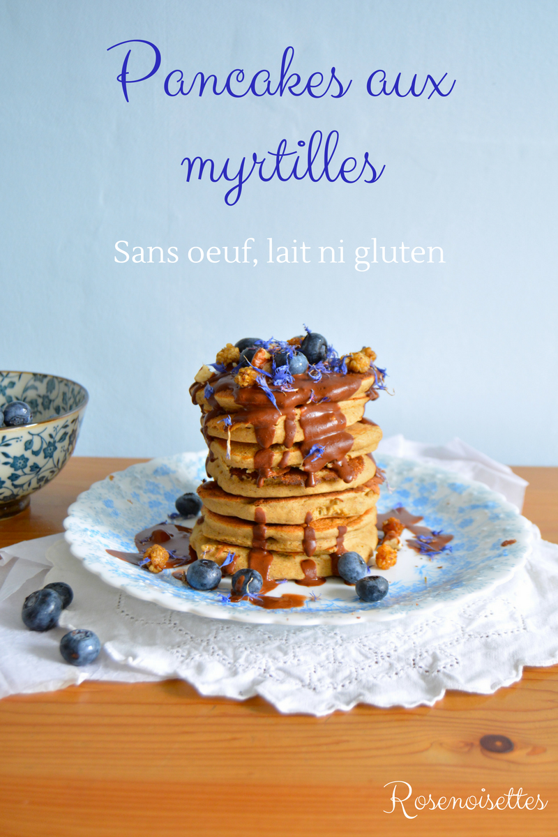 Rosenoisettes Pancakes aux myrtilles sans oeuf, sans lait et sans gluten