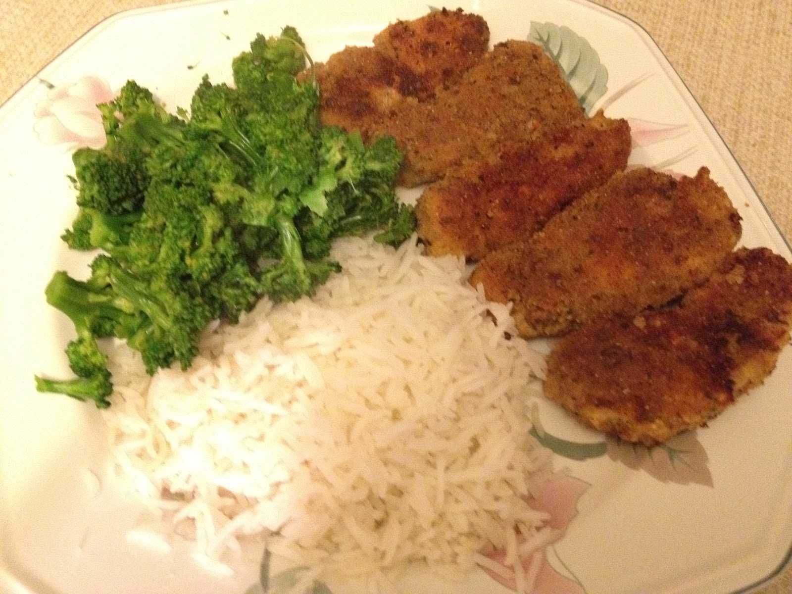 Chicken Tenders with Basmati Rice and Homegrown Broccoli At the Water