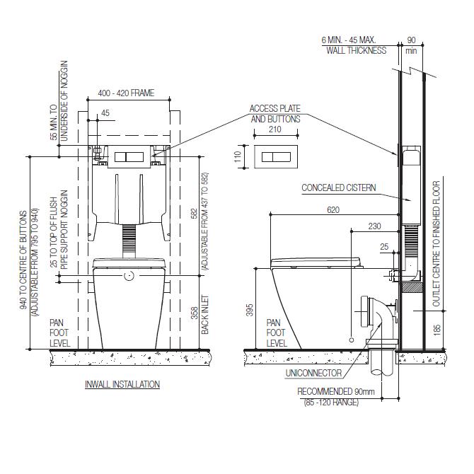 Modecor Toilet Suites Fowler Seido Icon Series II Wall Faced Inwall