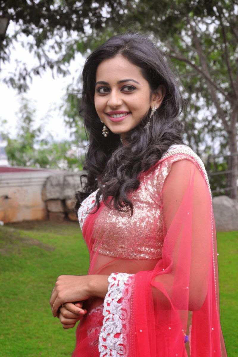 Rakul Preet Singh Navel Hip Stills In Red Saree - Rakul Preet Singh