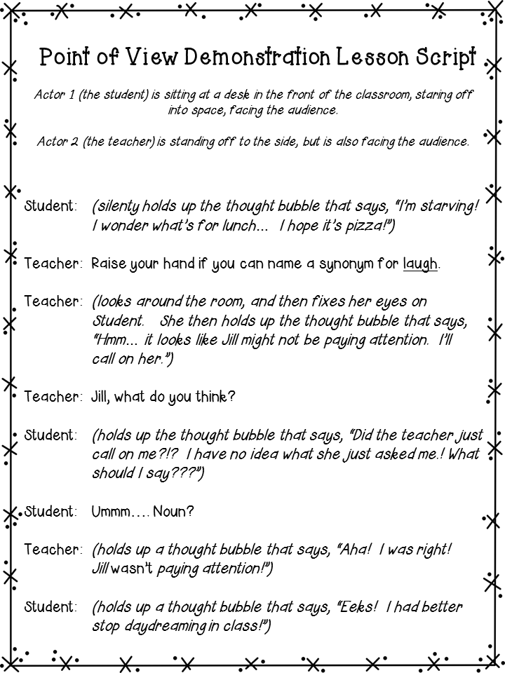 Point of View Activity and Anchor Chart- Are you looking for classroom ideas that will help you teach students how to identify which point of view was used by an author? Check out this FREE activity that includes a role play and writing from each point of view: first person, third person limited, and third person omniscient.
