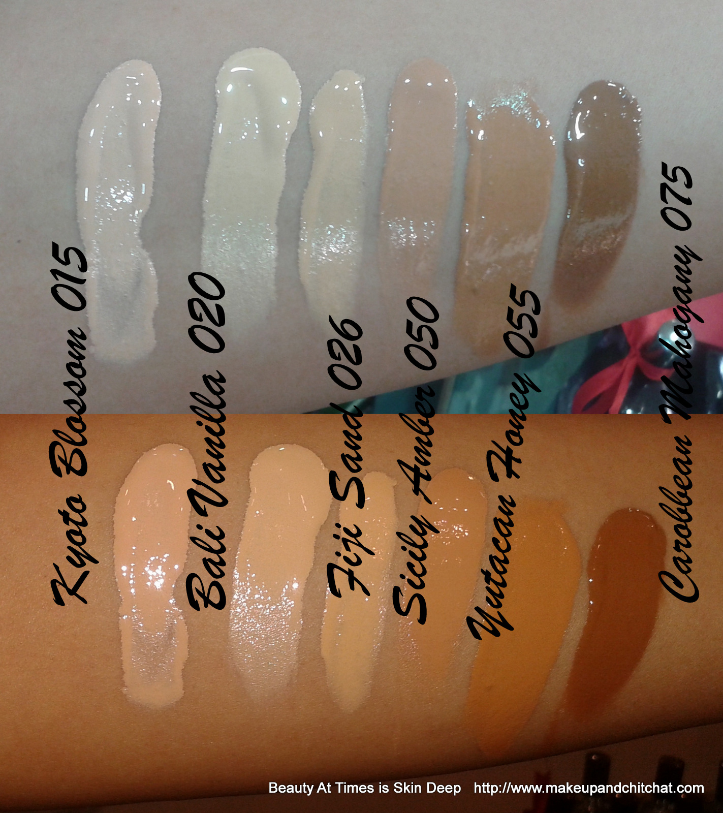 The Body Shop Fresh Nude Foundation Swatches of all the shades