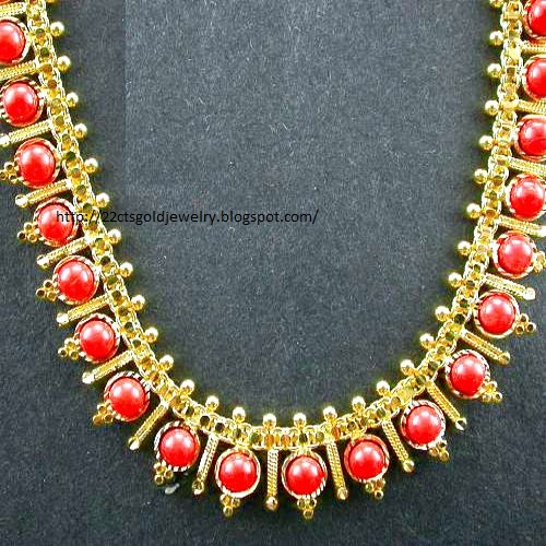 Gold Jewellery Designs: Light weight Coral necklace designs