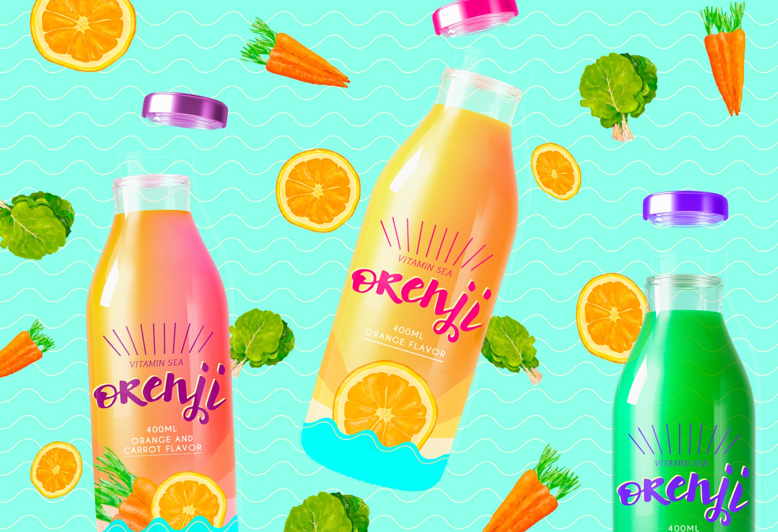 Orenji Vitamin Sea Natural Juice on Packaging of the World Creative