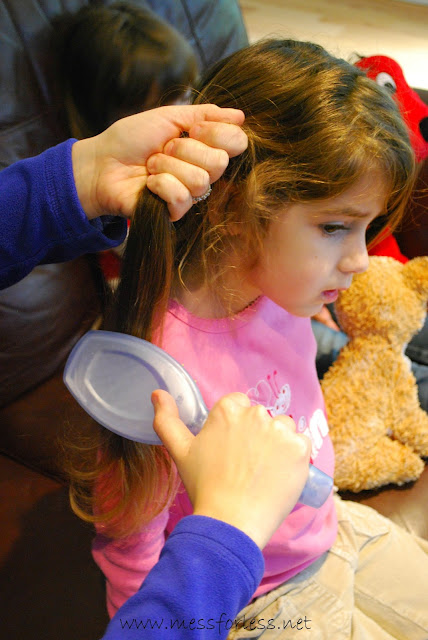 brushing hair