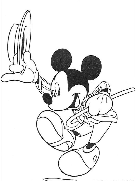 Tranh tô màu chuột Micky mặc quần áo lịch sự