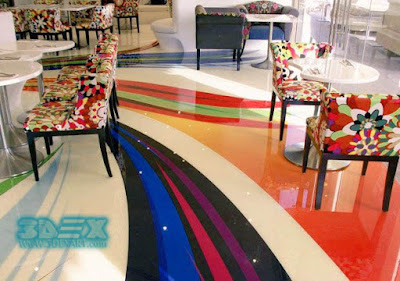epoxy painted 3D flooring designs for restaurants