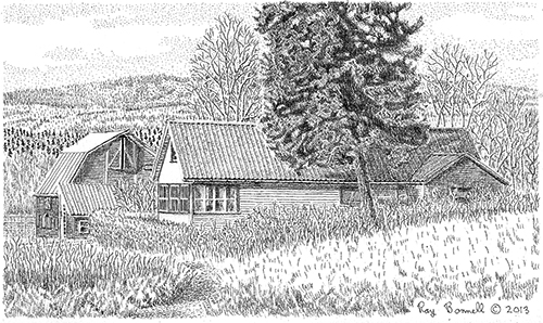 Pictured in the drawing are the two oldest buildings at the university of alaska experiment farm the managers residence and the barn both built in 1940 Pictured in the drawing are the two oldest buildings at the university of alaska experiment farm the managers residence and the barn both built in 1940