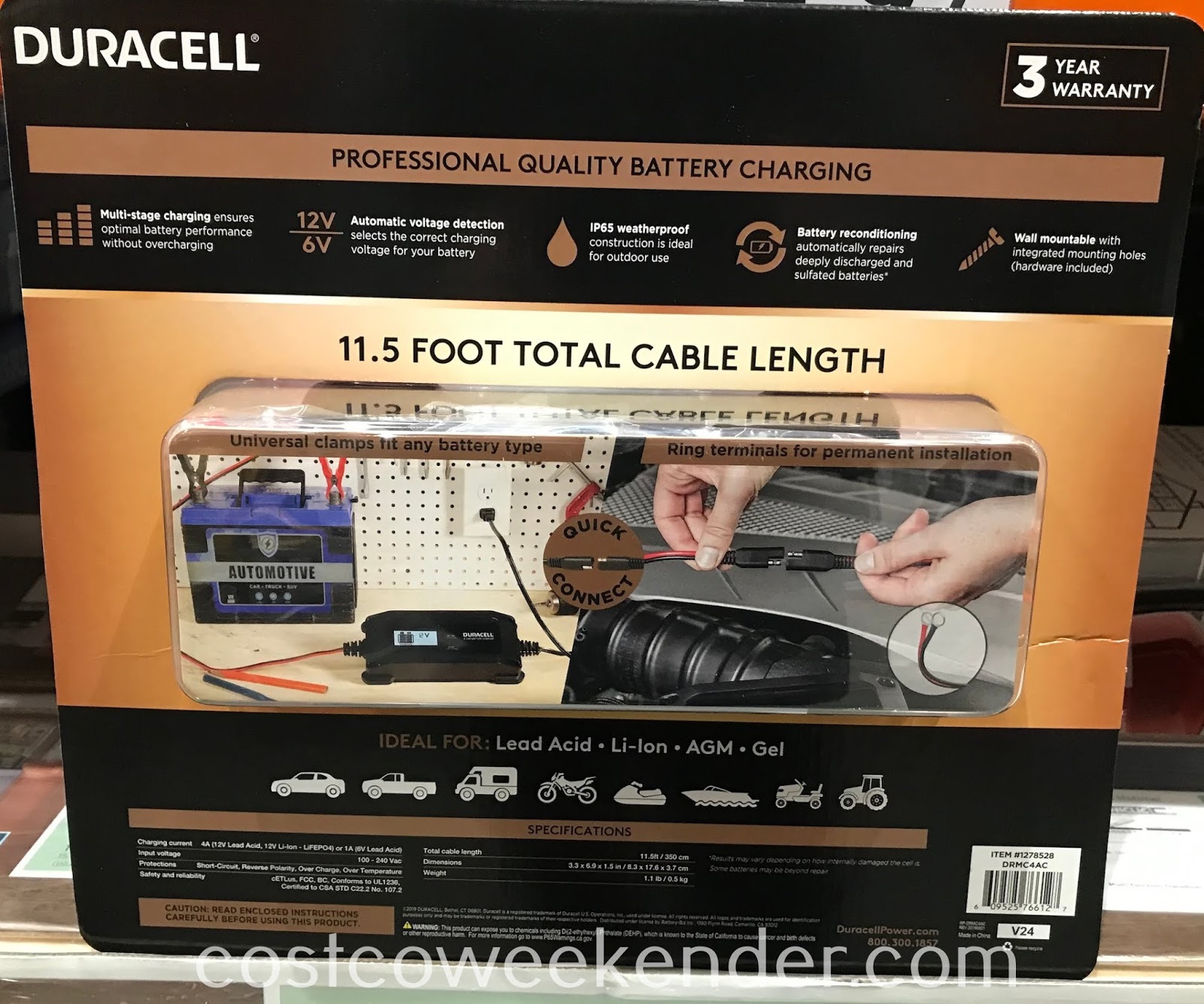Duracell Battery Charger + Maintainer Costco Weekender