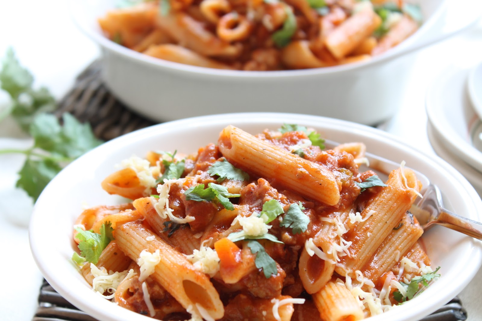 my bare cupboard Penne with bolognese sauce