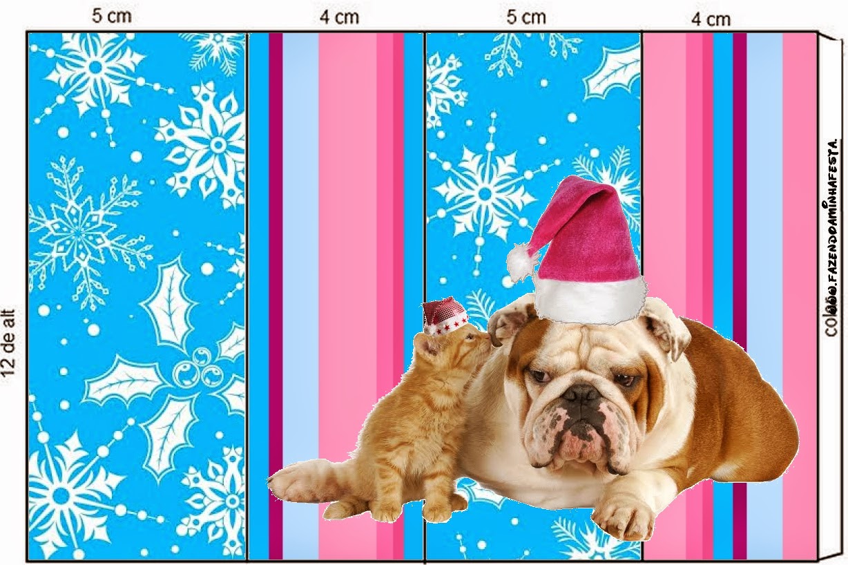 Perro y Gato en Navidad: Etiquetas Candy Bar para Imprimir Gratis. Etiquetas para Imprimir Gratis de Perro y Gato en Navidad.
