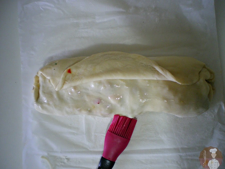 Calzone de salmon con verduras: Sellado