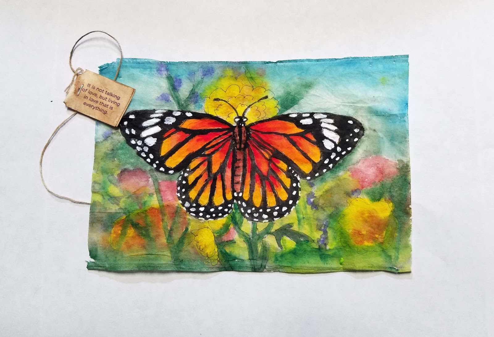 Linda Marcille, Fine Art Crow House Studio First Monarch Tea Bag