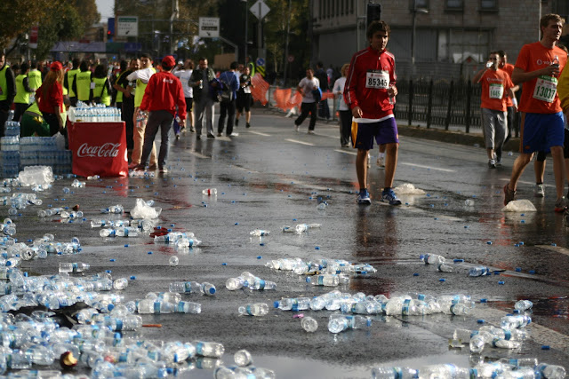 The Istanbul Eurasia Marathon 2012, thrown water bottles.