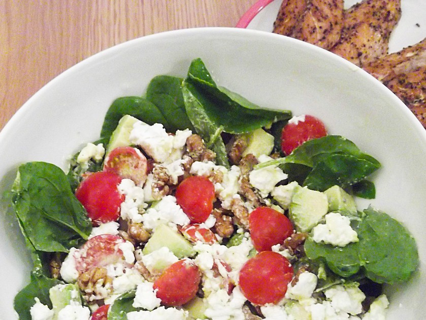 Recipe Scrapbook Spinach Salad with Goats' Cheese