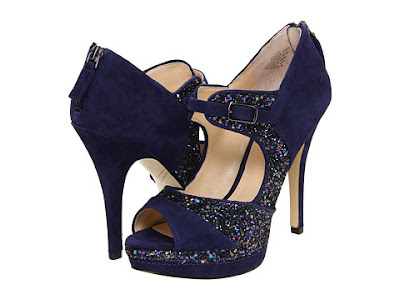 Enzo Angiolini's navy blue suede and glitter heels have a lot of ...