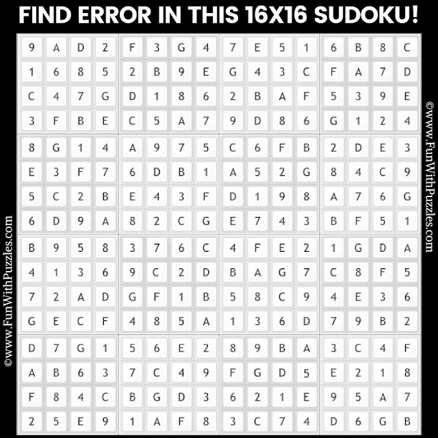 Sudoku Mistake Puzzle: 16x16 Grid Challenge