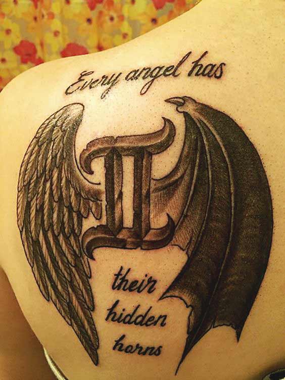 Best gemini tattoos designs with angel and devil wings