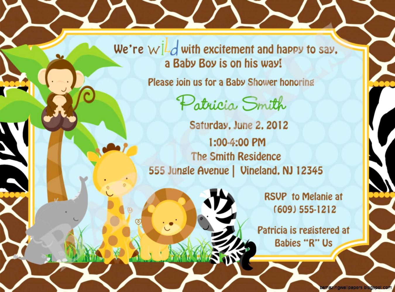 Safari Jungle Animals Baby Shower InvitationZoo by jcbabycakes
