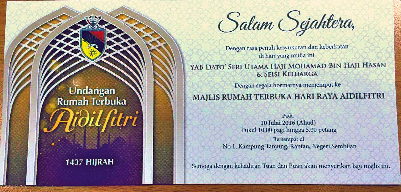 Majlis Rumah Terbuka Hari Raya Open House 2016 YAB DSU MB NS.