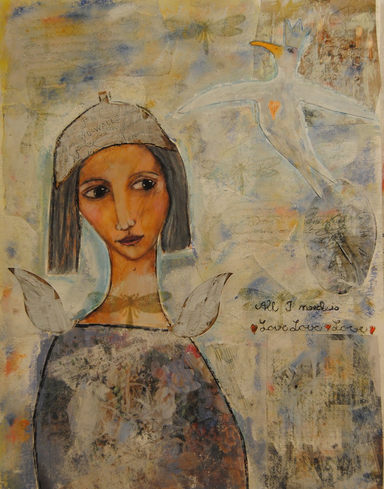 "Paint over collage"