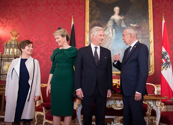 King Philippe and Queen Mathilde were welcomed by President Alexander Van der Bellen of Austria and his wife Doris Schmidauer