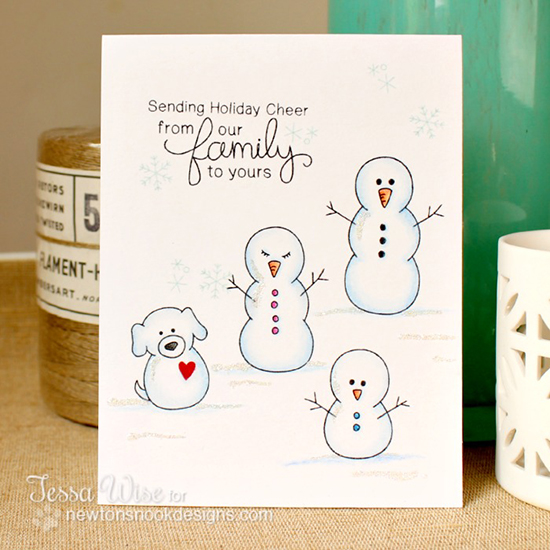 Snowman Family card by Tessa Wise for Newton's Nook Designs - Flaky Family Snowman Stamp Set