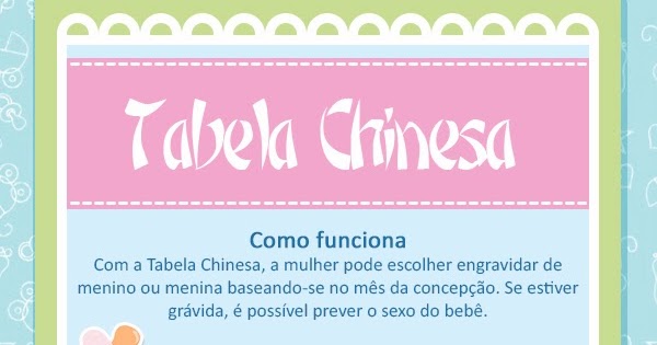 Conexão Saúde: Tabela Chinesa de Gravidez: Descubra o Sexo do Bebê