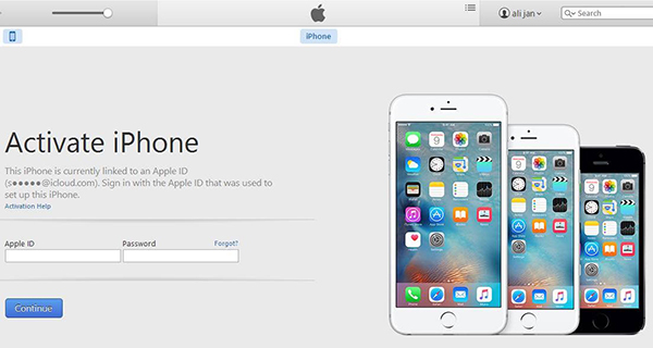 iPhone is currently linked to an apple id