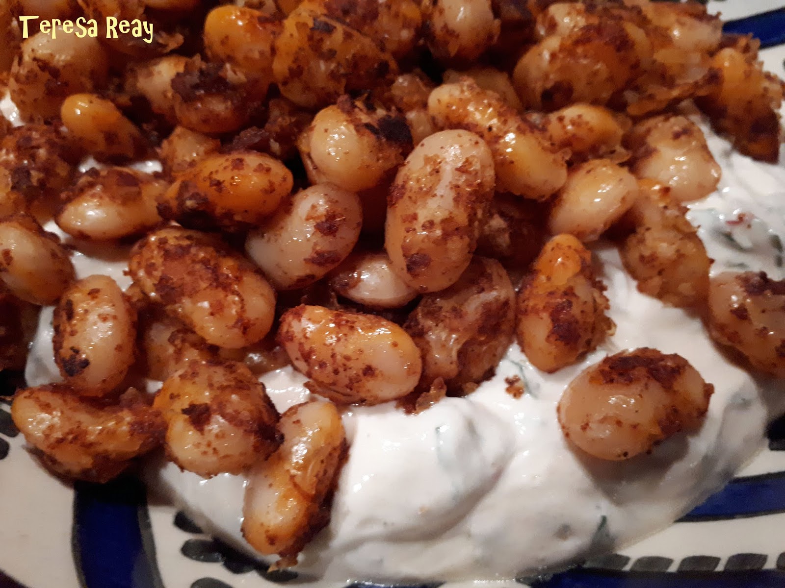 YOGHURT DIP WITH FRIED BEANS & PAPRIKA