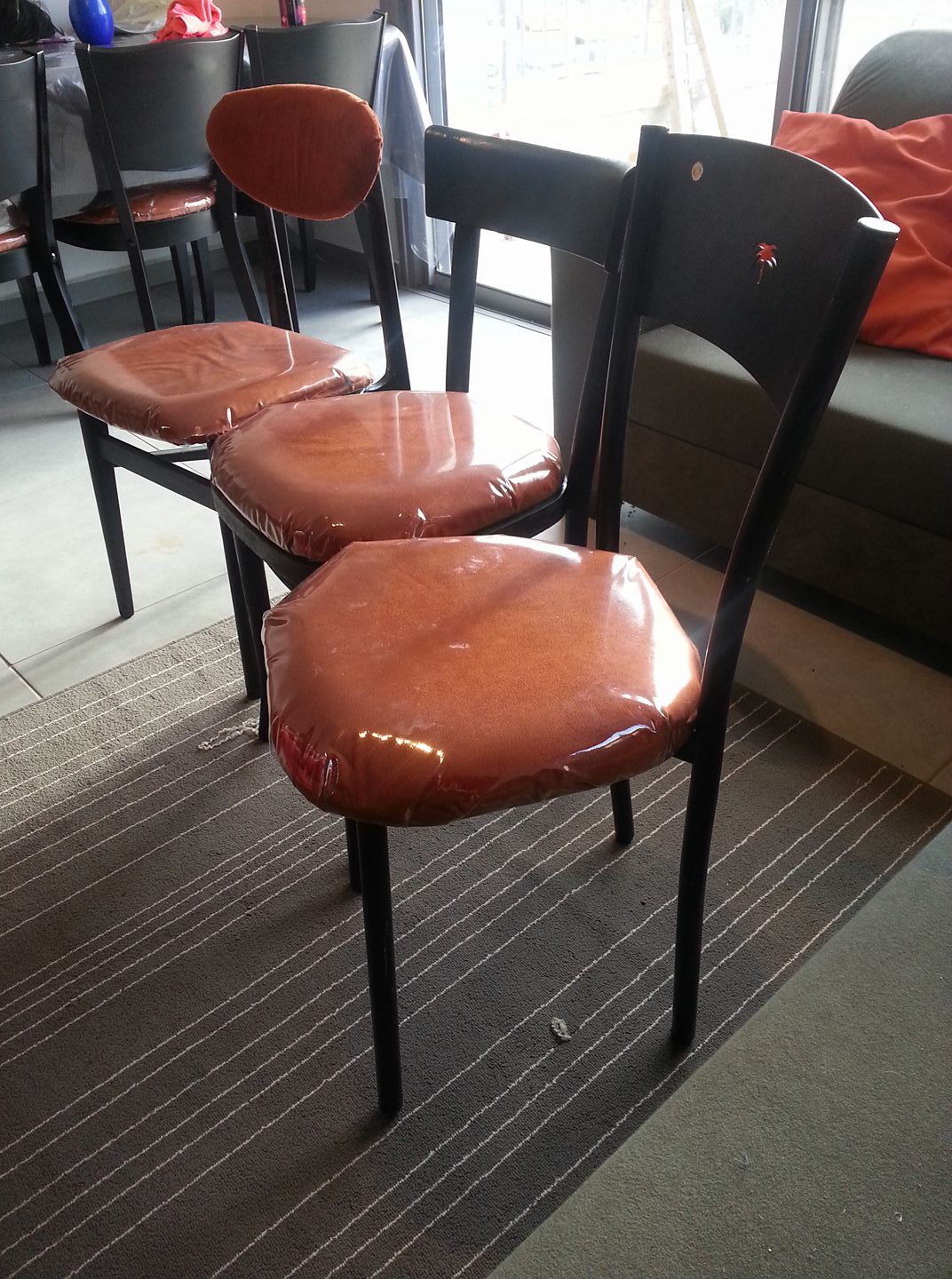 Upcycling, Reupholstering, and Plastic Covering Our Chairs A Tutorial