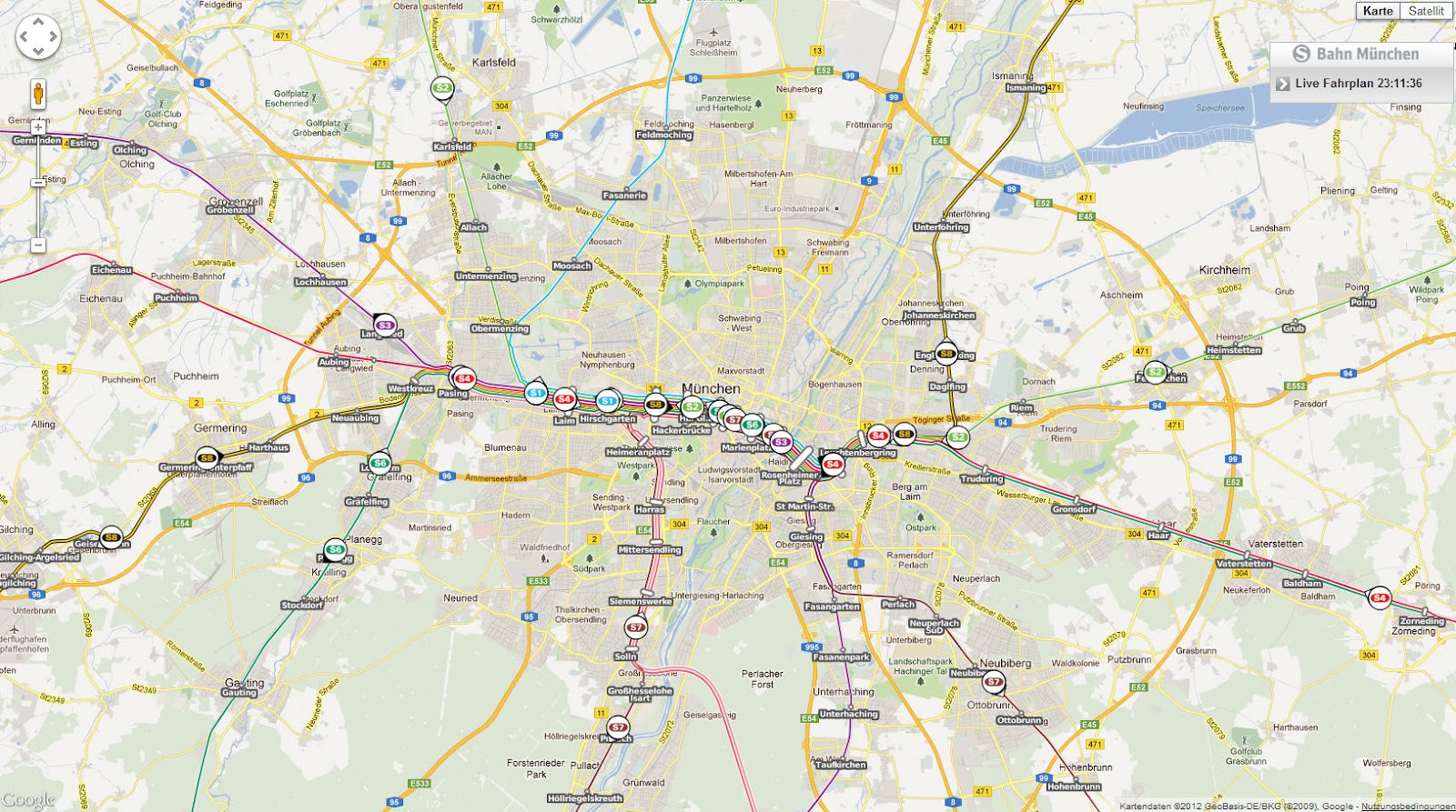 SBahn München Live Fahrplan Landkarten LIVE