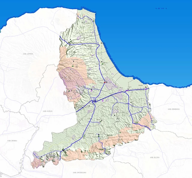 Gambar Peta Infrastruktur Kabupaten Pati, Jawa Tengah